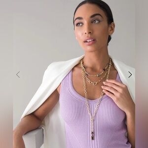 Goldtone Violet Multi-Strand Long Necklace